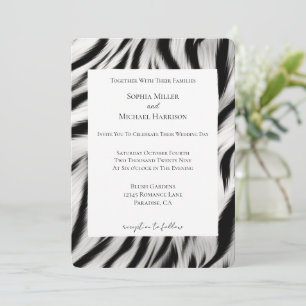 Convite Casamento de Impressão Animal de Zebra Branca Negr