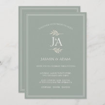 Casamento de Iniciais Clássicas Verdes Elegante Sa