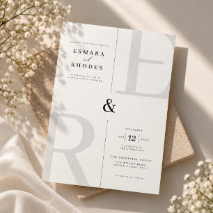 Convite Casamento de Iniciais de Monograma Moderno
