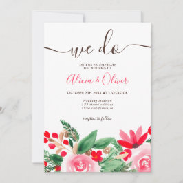 Convite Casamento de iniciais florais de fotos no inverno