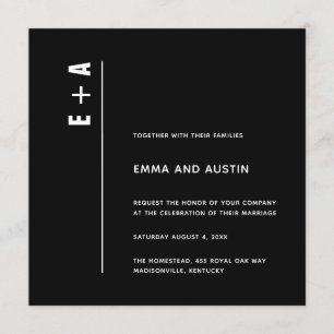 Convite Casamento de Iniciais Minimalistas Simples Moderno