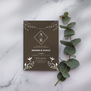 Convite Casamento de Iniciais Simples Elegante
