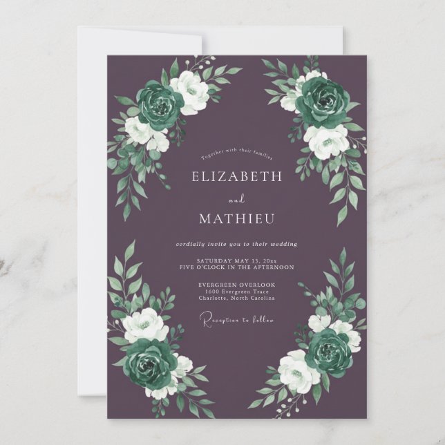 Convite Casamento de Inverno Ameixa Divina (Frente)