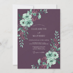 Convite Casamento de Inverno Ameixa Refinada