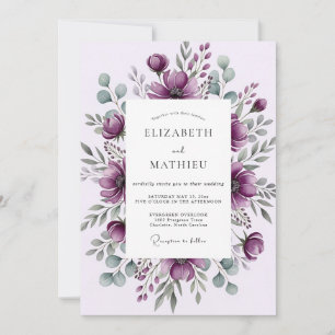 Convite Casamento de Inverno Ameixa Sombrio