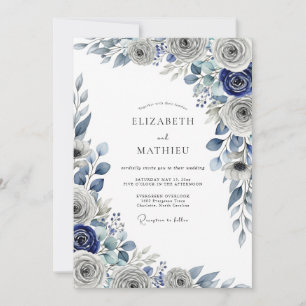 Convite Casamento de Inverno Ártico Azul Marinho