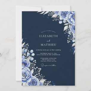 Convite Casamento de Inverno Ártico Marinho