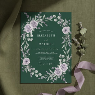 Convite Casamento de Inverno Atmosférico Verde Escuro