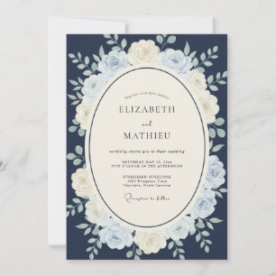 Convite Casamento de Inverno Azul-Marinho Digno