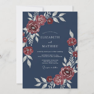 Convite Casamento de Inverno Azul-Marinho Estrelado