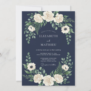 Convite Casamento de Inverno Azul Meia-Noite