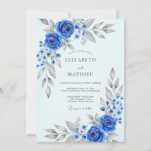 Convite Casamento de Inverno Azul Real Divino