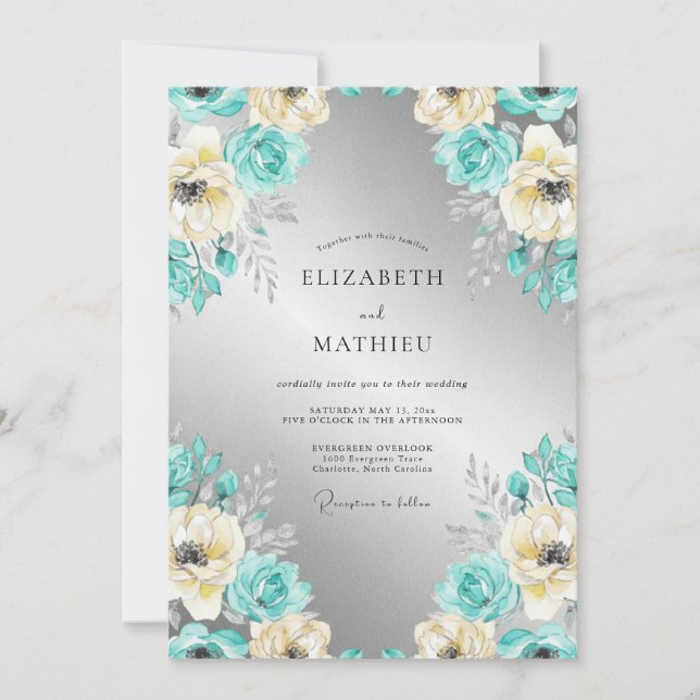 Convite Casamento de Inverno Azul Regal (Frente)