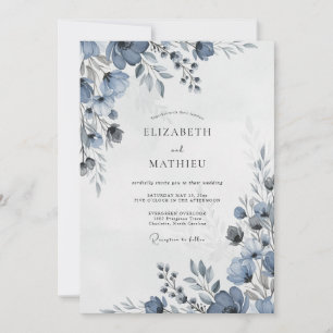 Convite Casamento de Inverno Azul Soberbo