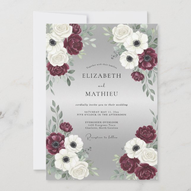 Convite Casamento de Inverno Brilhante em Marrom (Frente)