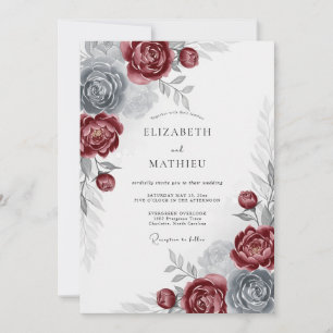 Convite Casamento de Inverno Burgundy Real