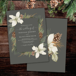 Convite Casamento de Inverno Cinza Elegante Rascunho