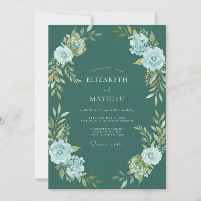 Convite Casamento de Inverno com Atmosfera Azul (Frente)