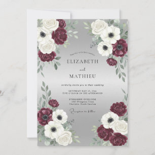 Convite Casamento de Inverno com Brilho Marrom-Vermelhado