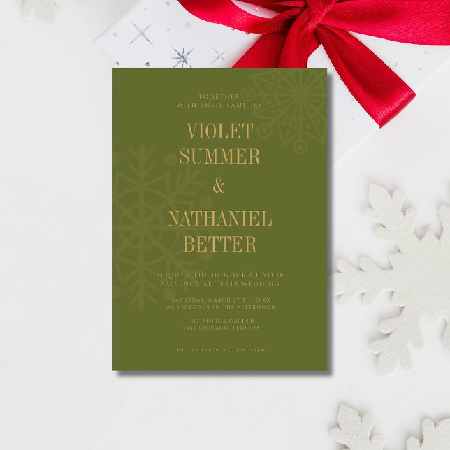 Convite Casamento de Inverno com Floco de Neve Limpo em Ve (Criador carregado)