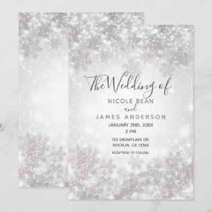 Convite Casamento de Inverno com Flocos de Neve Brilhantes