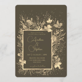 Convite Casamento de Inverno com Folhagem Invernal Elegant