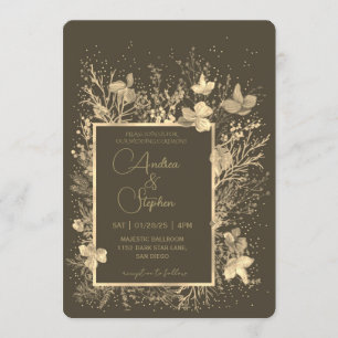 Convite Casamento de Inverno com Folhagem Invernal Elegant
