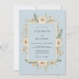 Convite Casamento de Inverno com Geada Azul Gelo