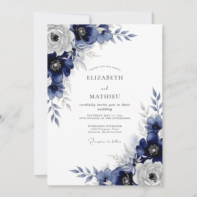 Convite Casamento de Inverno com Geada Naval (Frente)