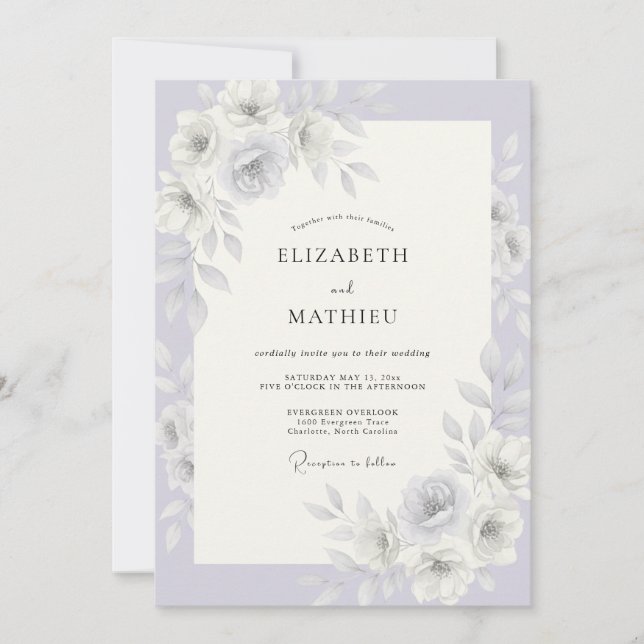 Convite Casamento de Inverno com Lavanda Gelada (Frente)