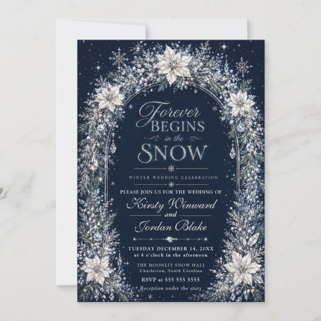 Convite Casamento de Inverno com Neve (Frente)