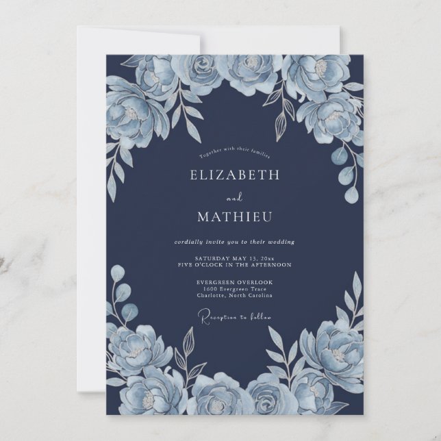 Convite Casamento de Inverno com Neve Naval (Frente)