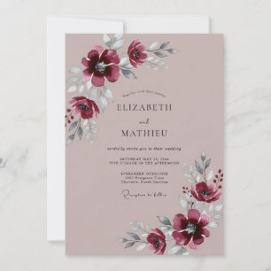 Convite Casamento de Inverno com Tons de Malva Polido