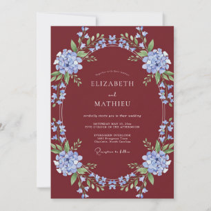 Convite Casamento de Inverno com Vinho e Periwinkle