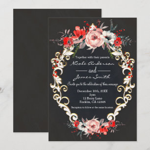 Convite Casamento de Inverno de Dezembro Holly Berry Flora