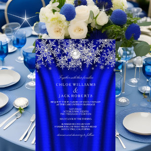 Convite Casamento de Inverno de Seda Azul Pérola Floco de