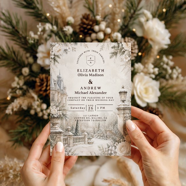 Convite Casamento de Inverno Elegante Atemporal (Criador carregado)
