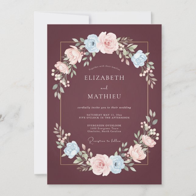 Convite Casamento de Inverno Elegante em Marrom (Frente)