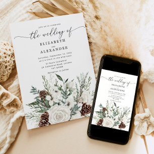 Convite Casamento de inverno elegante perene