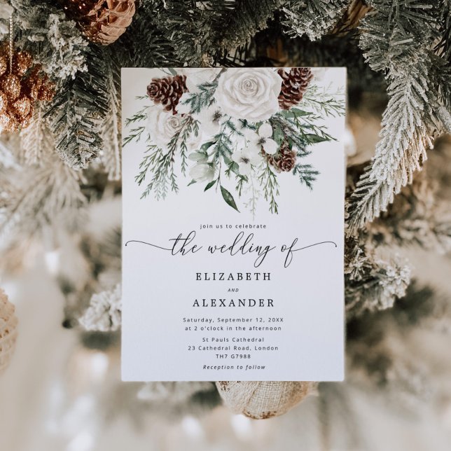 Convite Casamento de inverno elegante perene (Criador carregado)