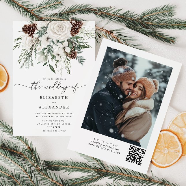 Convite Casamento de inverno elegante perene (Criador carregado)