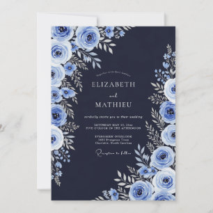 Convite Casamento de Inverno em Aquarela Naval