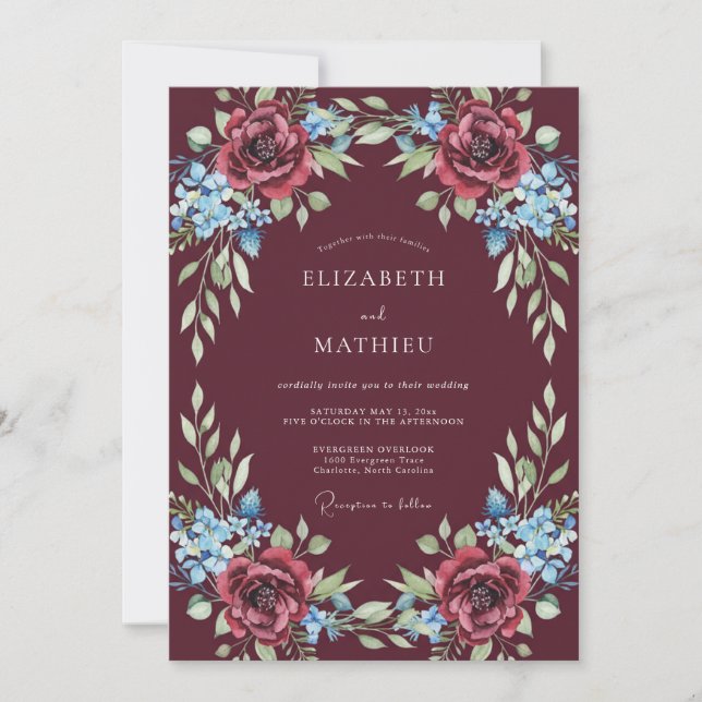 Convite Casamento de Inverno Esplêndido Marrom (Frente)