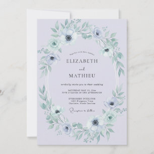 Convite Casamento de Inverno Etéreo com Lavanda Pálida
