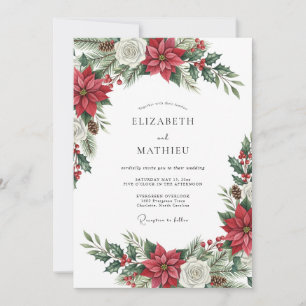 Convite Casamento de Inverno Exquisito Vermelho