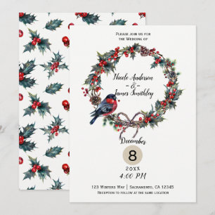 Convite Casamento de Inverno Férias de Natal Azevinho Baga