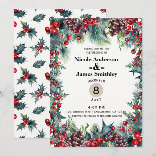 Convite Casamento de Inverno Férias de Natal Bagas de Pinh
