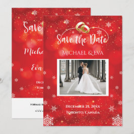 Convite Casamento de Inverno Floco de Neve Vermelho Salve 