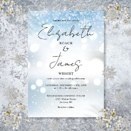 Convite Casamento de Inverno Flocos de Neve em Roteiro Mod