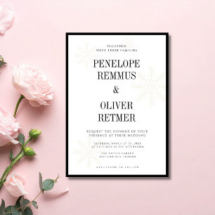 Convite Casamento de Inverno Flocos de Neve Preto e Branco